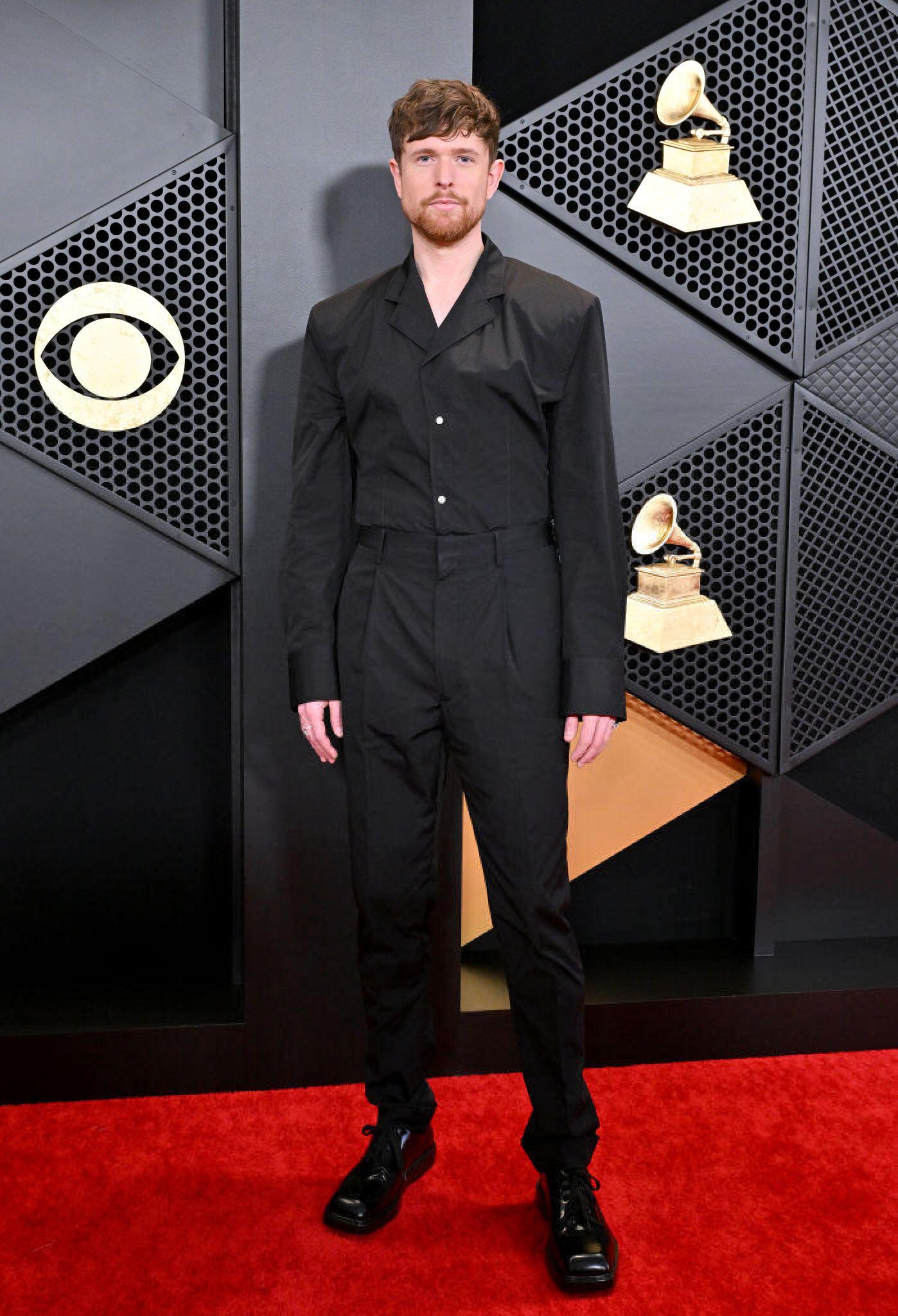 James Blake in Prada Grammy Awards male fashion moments