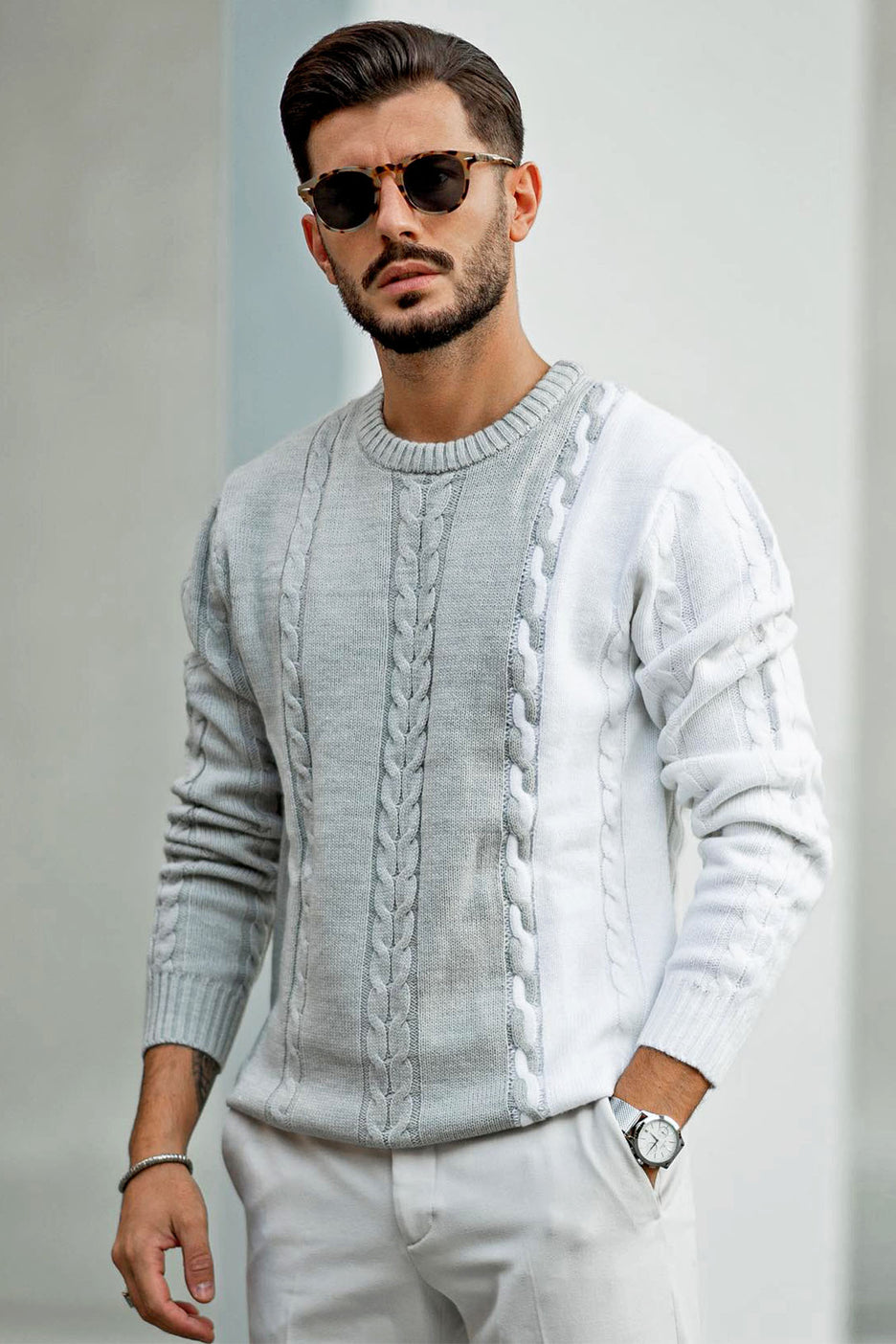 statement pieces for men grey sweater 