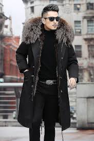 man wearing fur lined coat- Fur coats for men