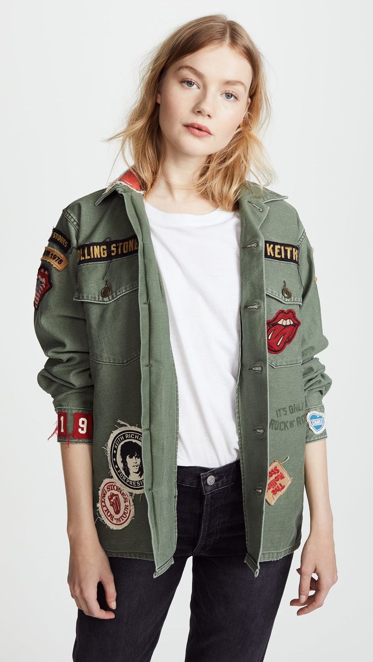 Girl in green army jacket Military-inspired fashion