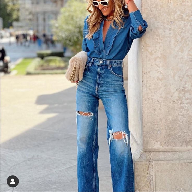 Zara High Waist Wide Leg Jeans