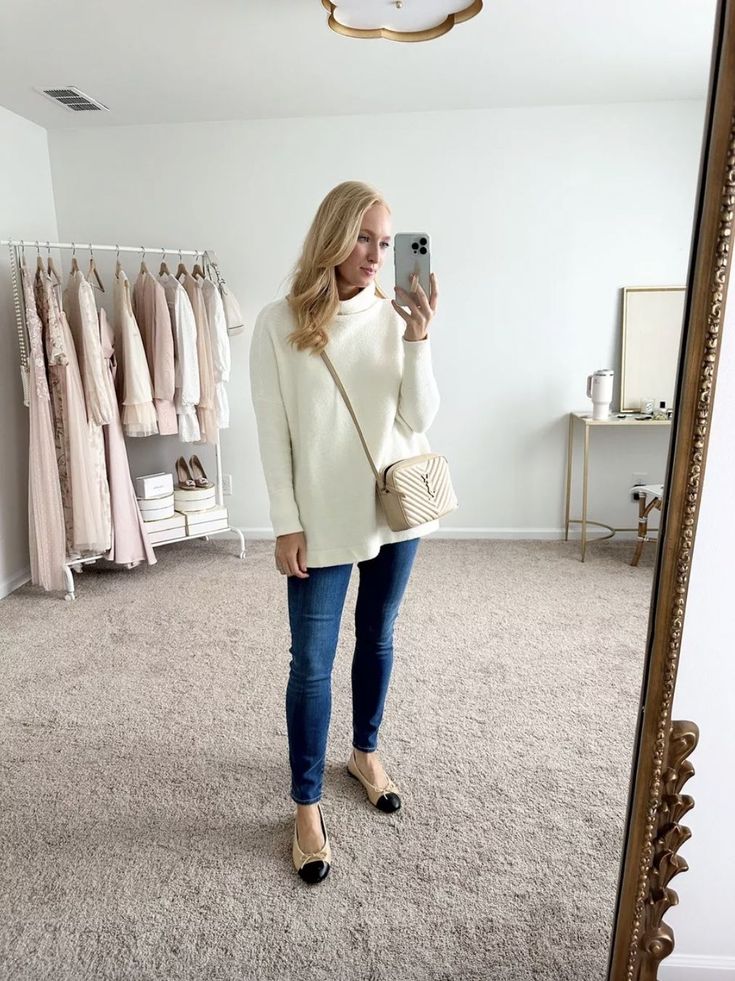 Mom Jeans With Ballet Flats For Classic Charm