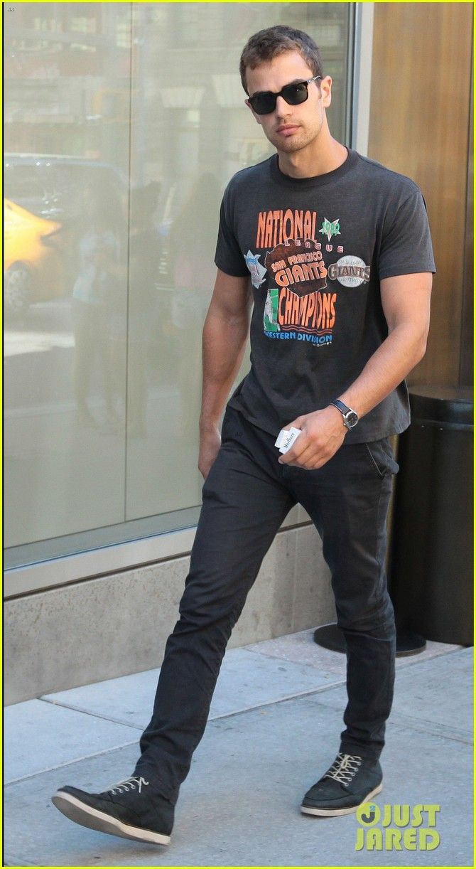 Theo James casual in a tee