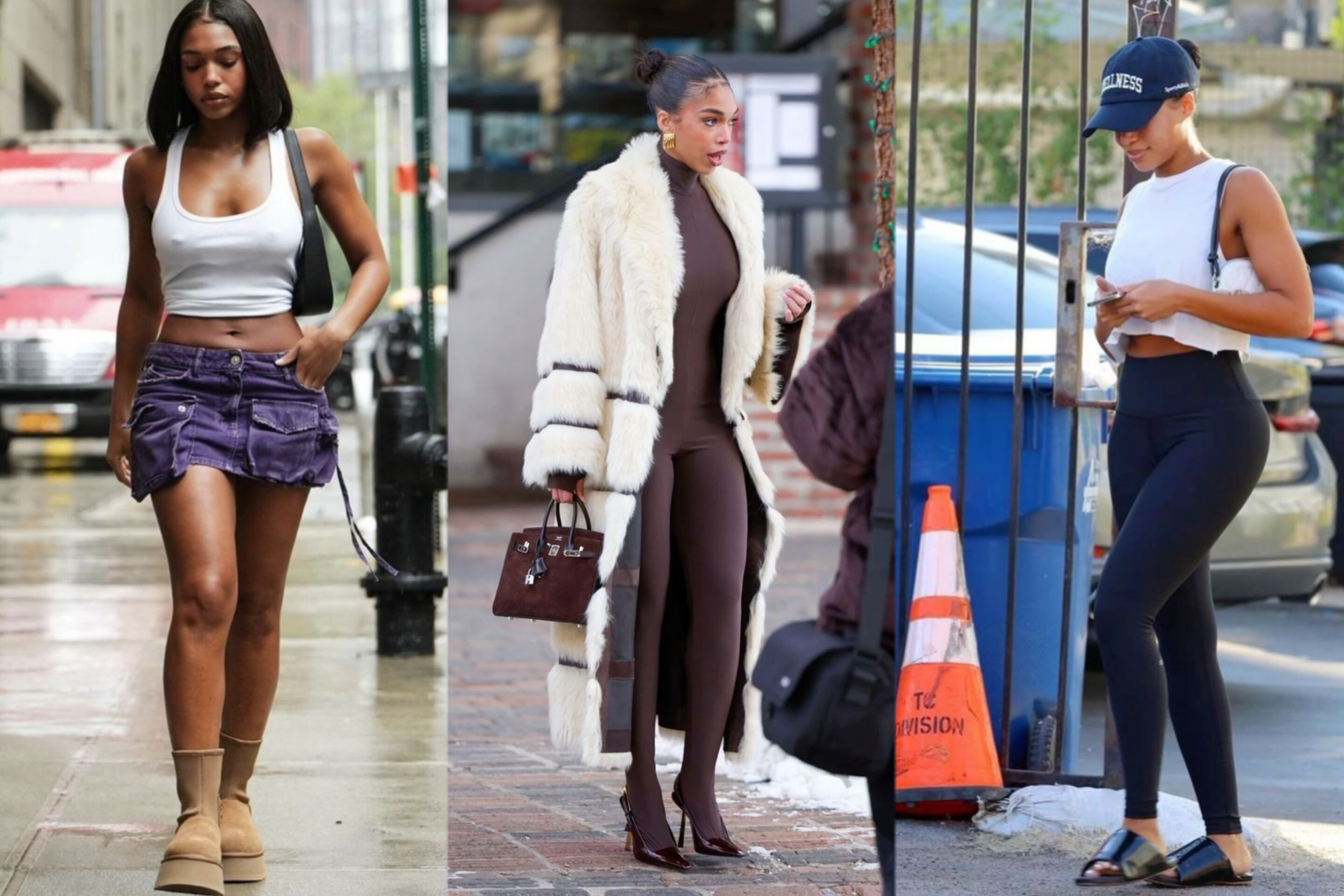 Turtle Neck and cat suit Lori Harvey's street fashion