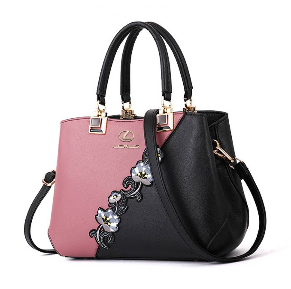 Black and Pink leather bag purses for women