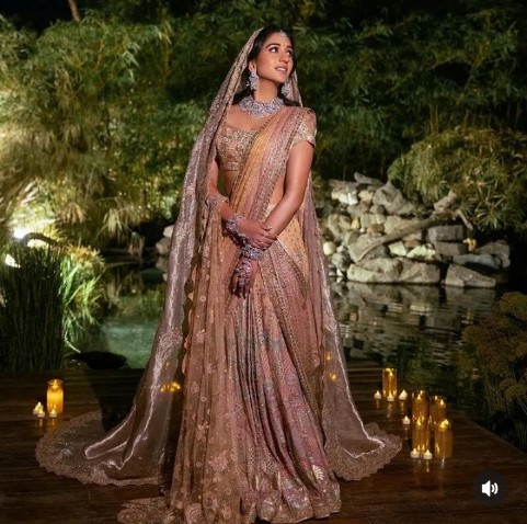 Radhika Merchant gold lehenga