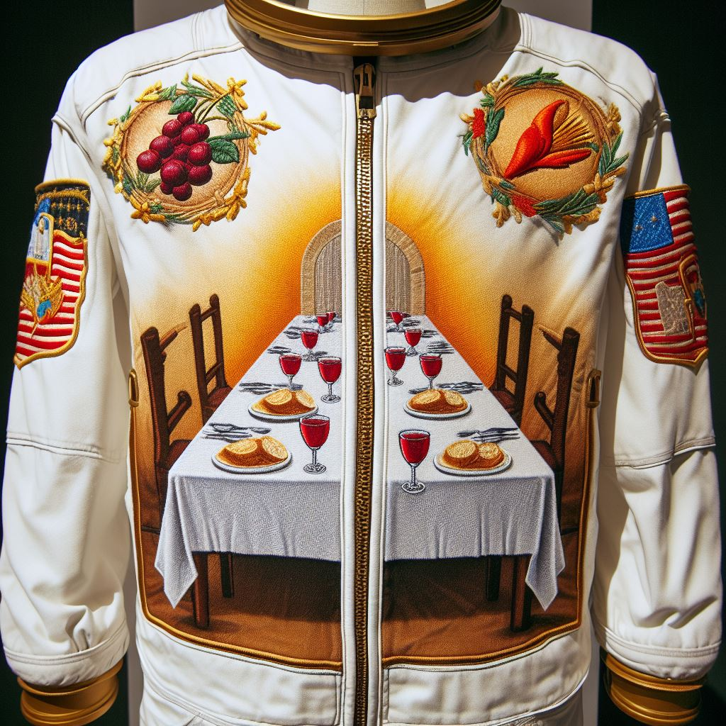 Holy Thursday Astronaut Costumes table with glasses suit