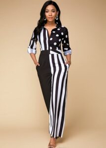 Petite Women Outfit: Vertical Stripes 1