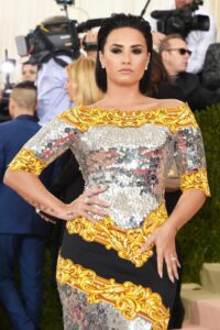 Demi Lovato in a Met Gala Marvel dress