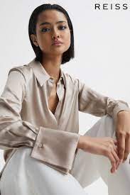 Cream Silk shirts for women