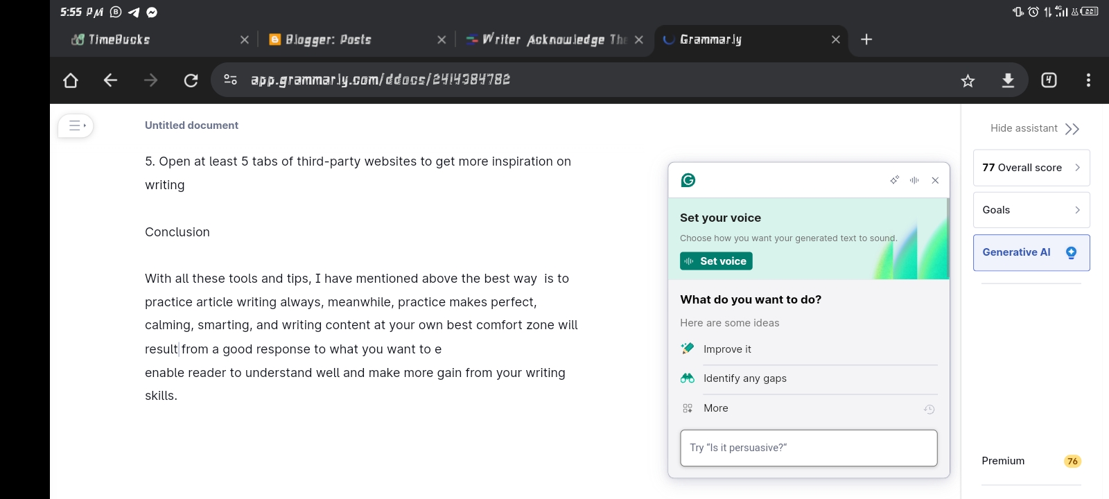 content writing Gramatical Checkers