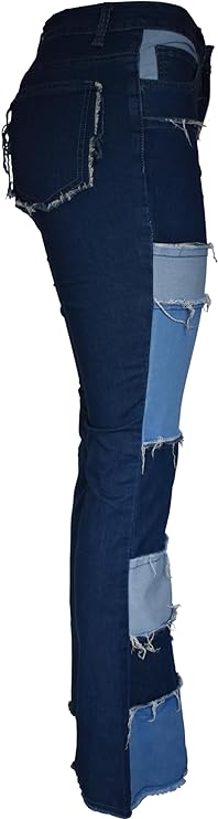 Women's frayed patch jeans right side