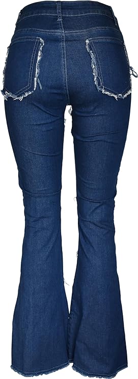 Women's frayed patch jeans back 