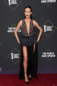 Josephine Langford sexy high slit dress