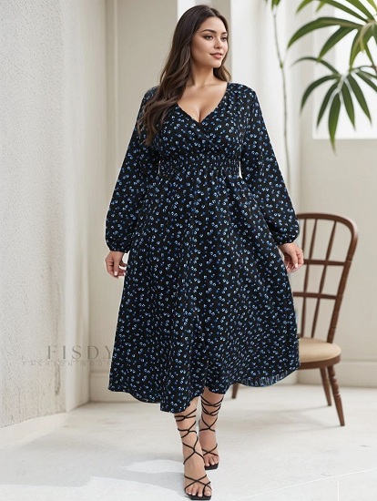 DressBetty - 2024 Plus Size Solid Color V-Neck A-Line Boho Maxi Dress