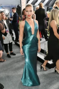 Scarlett Johansson sage green red carpet dress