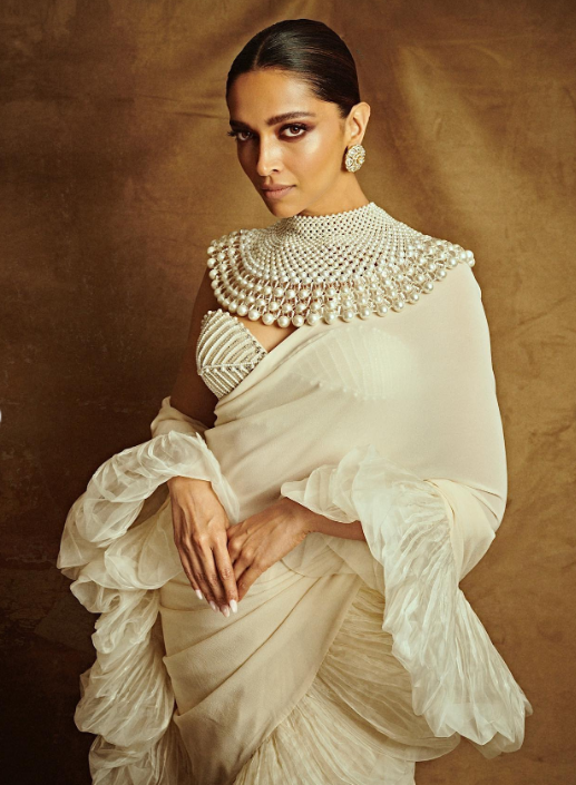 Deepika Padukone's saree magic pearly white