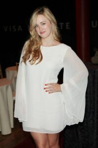 Ashley Johnson hot white dress
