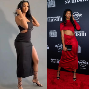 Angel Reese hot high slit dresses. Sexy and bold
