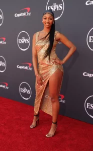 Angel Reese hot sexy high slit dress