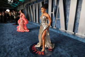 Halle Bailey hot and sexy silver dress