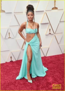 electric Halle Bailey Nude dresses cut, hot, sexy 