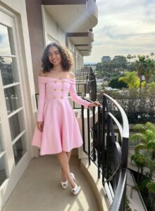 Bailey Bass hot and sexy pink dress