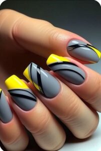 summer nail trends yellow and grey