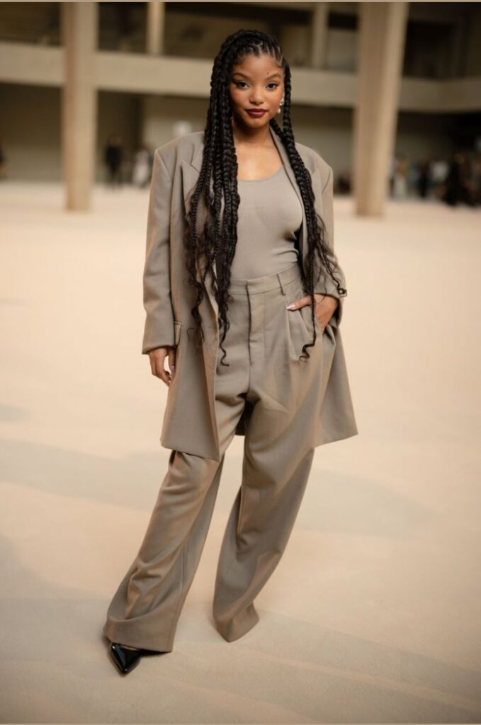 Halle Bailey street style ideas in an oversized blazer