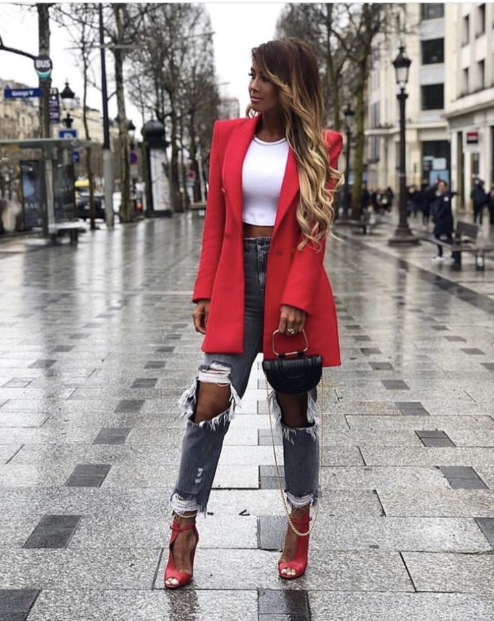 blazers with jeans long red blazer