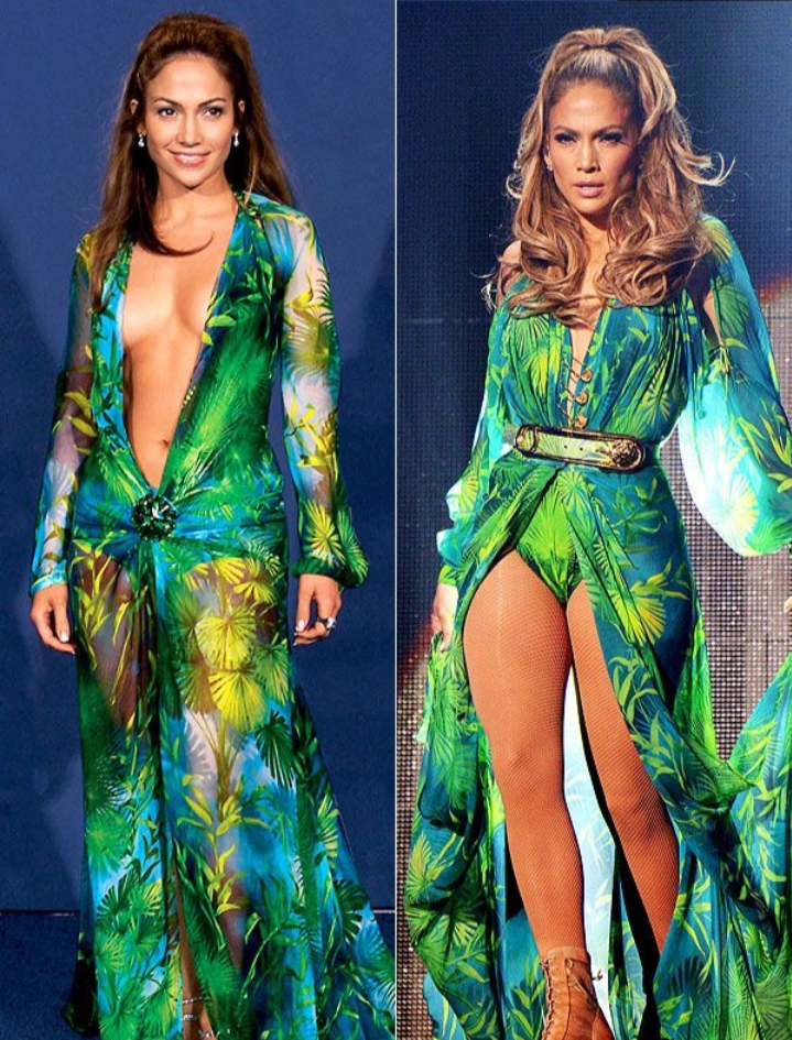 Jennifer Lopez Golden Globe red carpet green versace