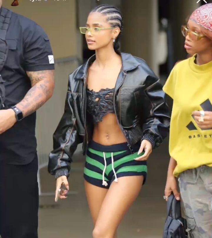 Tyla queen of cornrows in shorts