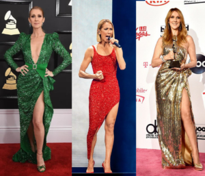 Celine Dion hot and sexy in high slit dresses