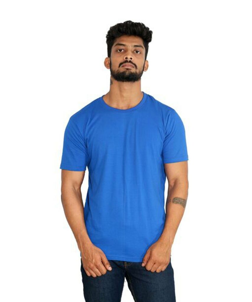 men's fashion trends man in blue t shirt