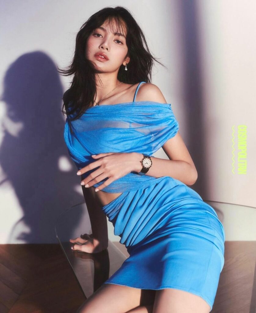 Blackpink's Lisa Christopher Esber magnetica asymmetric veiled midi dress