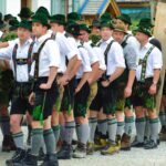 Men wearing tradional Bavarian clothing featuring Lederhosen