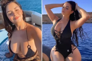 Demi Rose classic black bikini