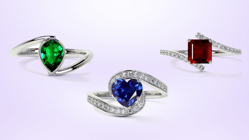 collection of bypass engagement rings in different styles