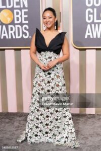 Stephanie Hsu black-white dress