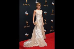 Felicity Huffman red carpet dress