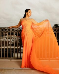 Stephanie Hsu hot red carpet dresses