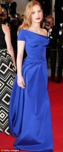 jessica chastain in royal blue dress