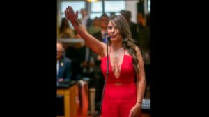 Kayleigh McEnany politics moments with her off-shoulder jumpsuit