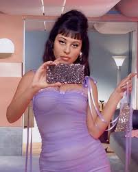 Alexa Demie off-shoulder blue dress