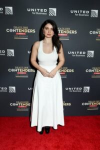 Eve Hewson white gown