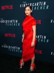 Rosa Salazar sexy red dress