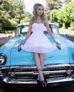 Jenna Davis fashion in white dress