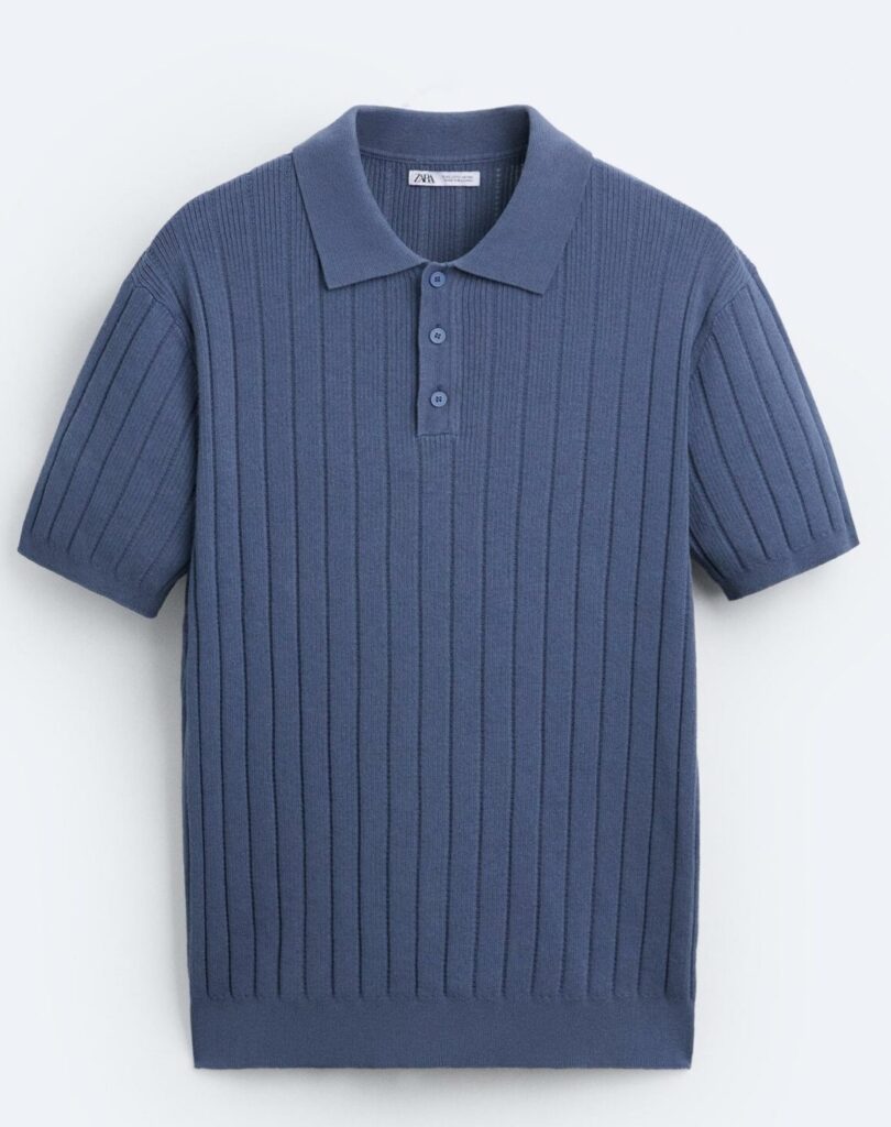 knit polo shirt blue