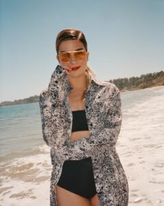 Annie Murphy floralnhood swimwear