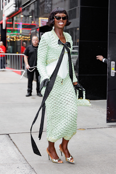 Jodie Turner-Smith fashion light green crochet